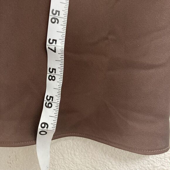 Birdy Grey Dress Womens Small Brown Satin Square Neck Tie Strap Maxi Bridesmaid - Picture 10 of 16